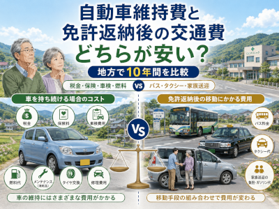 地方で自動車を維持する費用と免許返納後の交通費はどちらが安いのか~10年間で比較