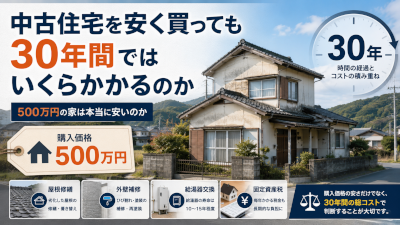 中古住宅を安く買っても30年間ではいくらかかるのか~500万円の家の本当の値段