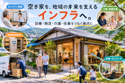 空き家を住宅ではなく診療、物流、介護、仕事の地域インフラとして再利用できないか