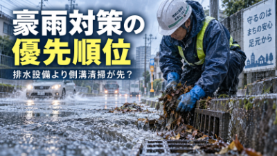 豪雨対策は大きな排水設備より、側溝を掃除する人を確保する方が先なのか