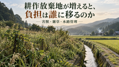 耕作放棄地が増えると、害獣・雑草・水路管理の負担は誰に移るのか