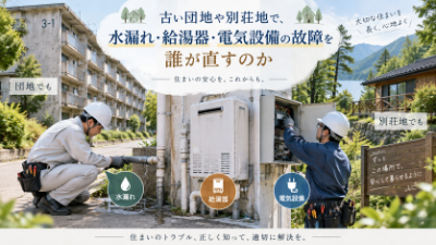 古い団地や別荘地で水漏れ、給湯器、電気設備の故障を誰が直すのか