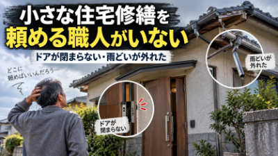 ドアが閉まらない、雨どいが外れた~小さな住宅修繕を頼める職人がいなくなると何が起きるのか