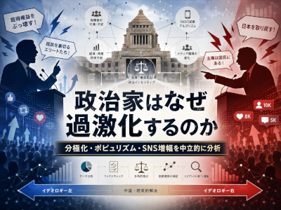なぜ政治家は左右の端に近づくほど過激に見えるのか～ポピュリズム、分極化、情報発信の構造を数理的に考える